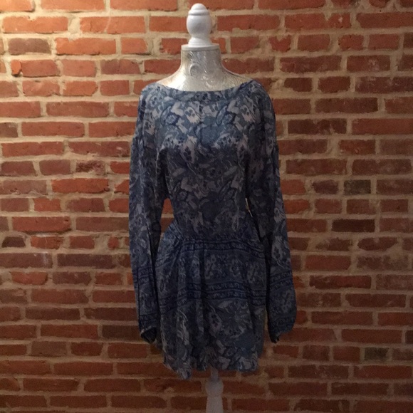 Free People Silver Sun Printed Cutout Sleeve dress - Picture 6 of 8